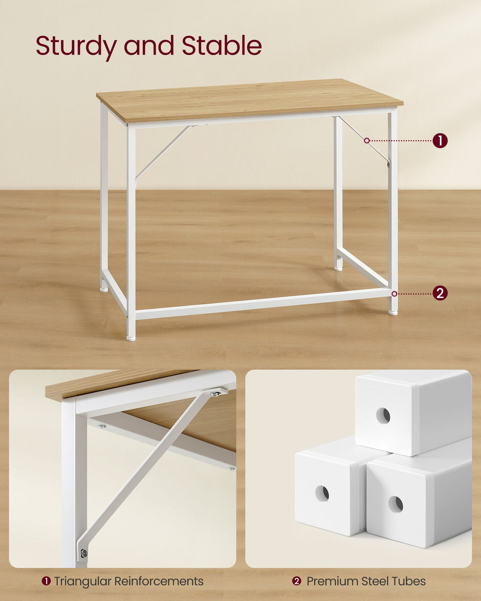 Computer Desk – Steel – Natural Oak and Pearl White – Industrial Design