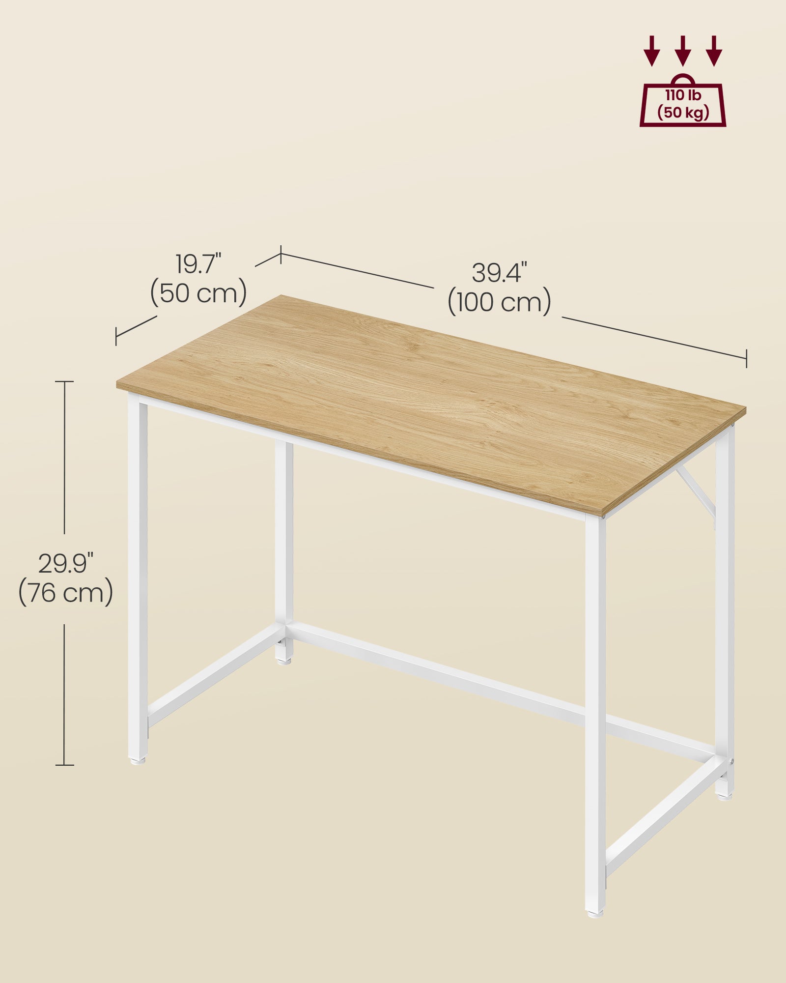 Computer Desk – Steel – Natural Oak and Pearl White – Industrial Design