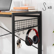 Folding Computer Desk – Wood – Honey Brown and Black – Industrial Design with 8 Hooks