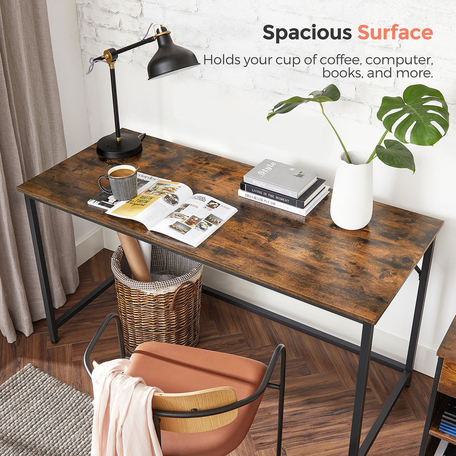 Small Office Desk – Steel – Hazelnut Brown and Black – Industrial Design with Simple Assembly