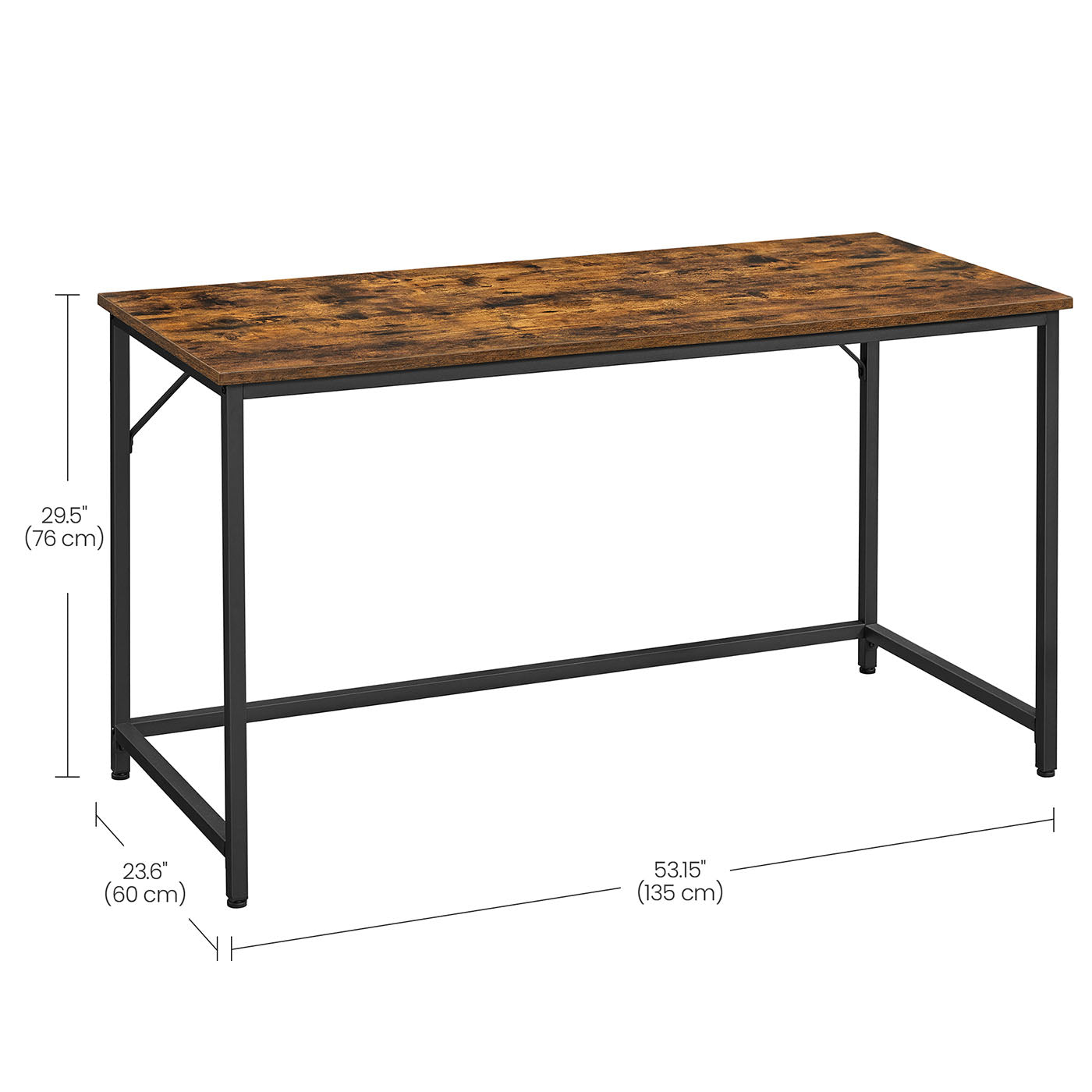 Small Office Desk – Steel – Hazelnut Brown and Black – Industrial Design with Simple Assembly