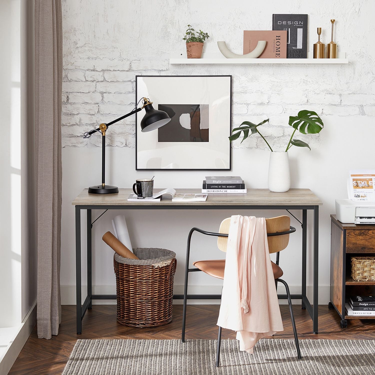 Computer Desk – Steel – Heather Greige and Ink Black – Industrial Design