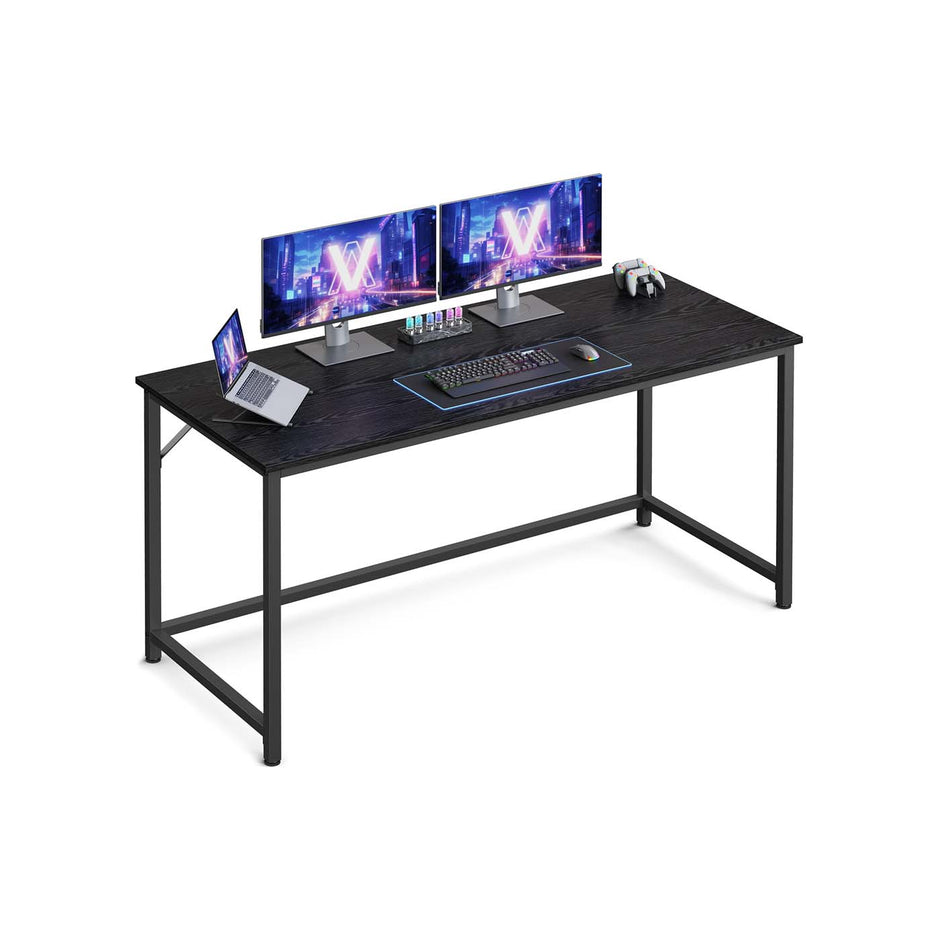 Computer Desk – Steel – Hazelnut Brown and Black – Industrial Design, Simple Assembly, Small Office Table