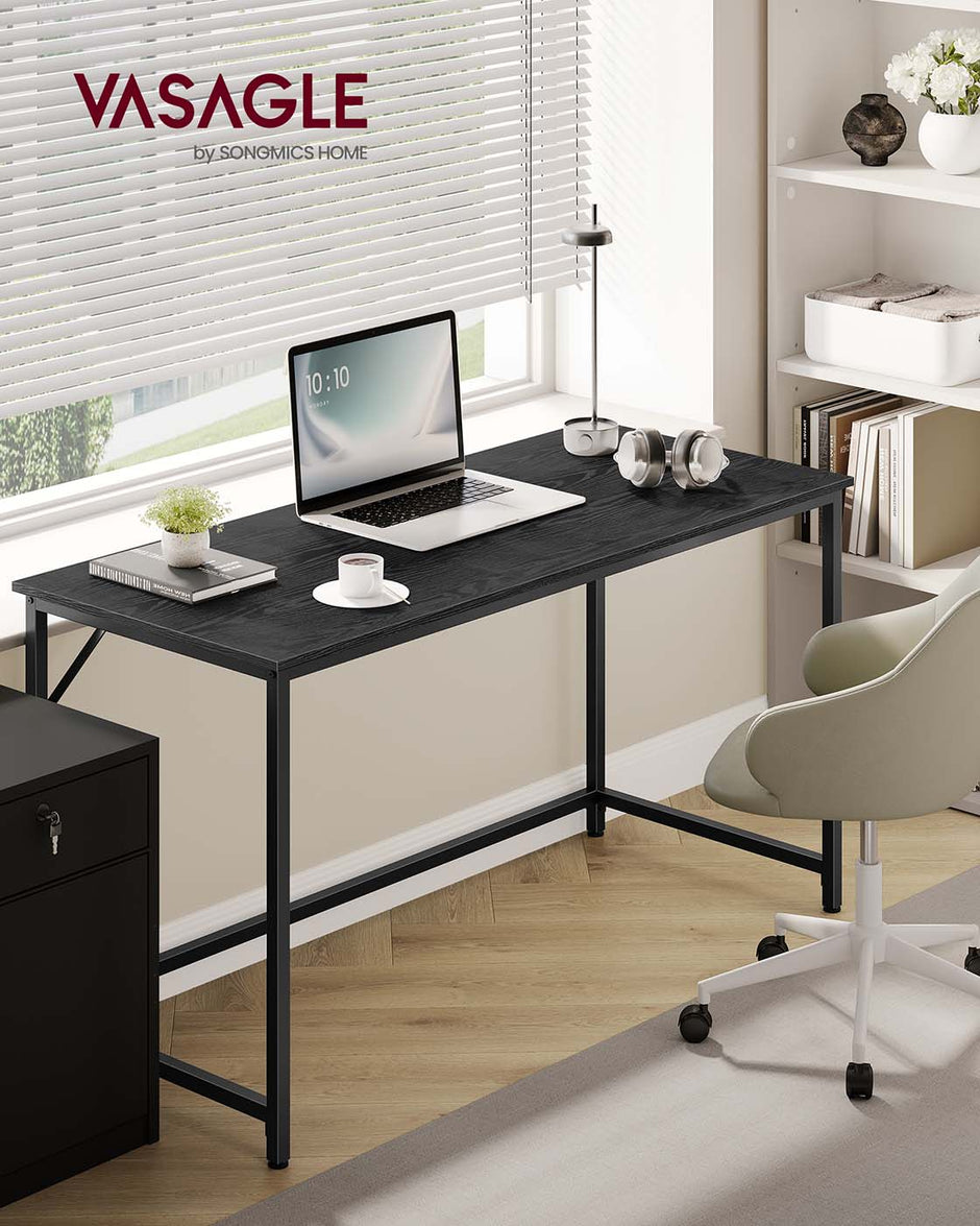 Computer Desk – Steel – Hazelnut Brown and Black – Industrial Design, Simple Assembly, Small Office Table