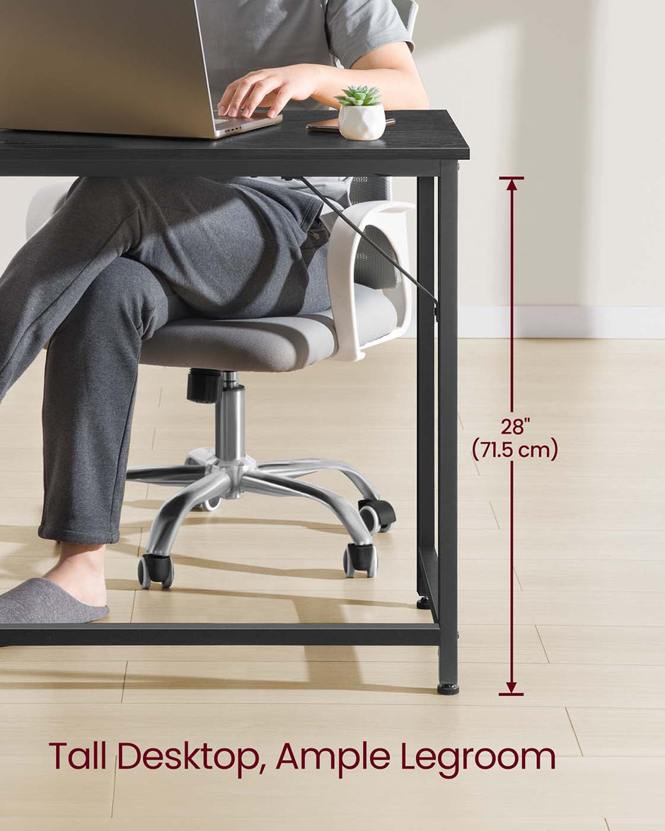 Computer Desk – Steel – Hazelnut Brown and Black – Industrial Design, Simple Assembly, Small Office Table