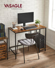 Computer Desk – Steel – Rustic Brown and Ink Black – With 2 Shelves