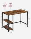 Computer Desk – Steel – Rustic Brown and Ink Black – With 2 Shelves