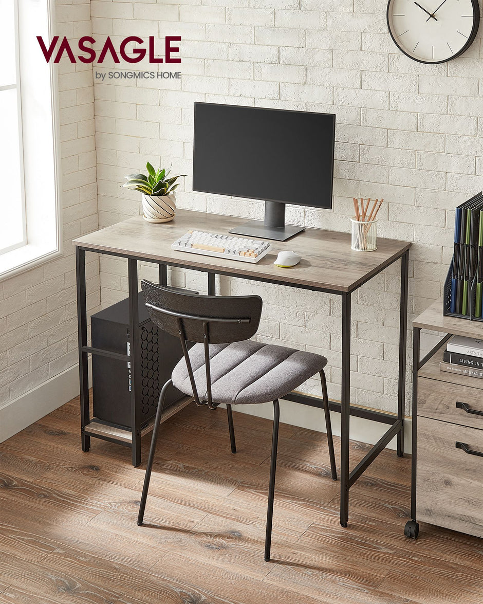 Writing Desk – Steel – Modern – Versatile Shelving Options