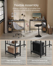 Computer Desk – Steel – Ebony Black – Modern Design with 2 Shelves