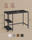 Computer Desk – Steel – Ebony Black – Modern Design with 2 Shelves