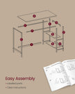Computer Desk – Steel – Ebony Black – Modern Design with 2 Shelves