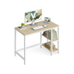 Computer Desk – Steel – Natural Beige and Pearl White – Includes 2 Shelves