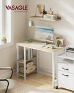 Computer Desk – Steel – Natural Beige and Pearl White – Includes 2 Shelves