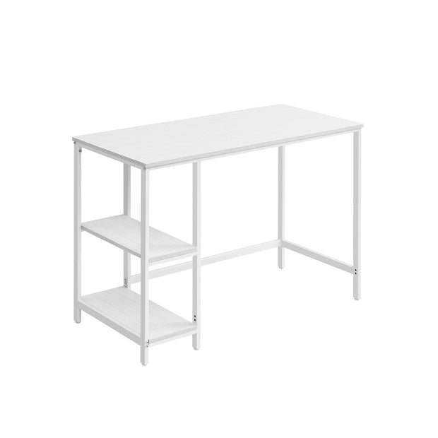 Computer Desk – Steel – Ebony Black – Modern Design with 2 Shelves