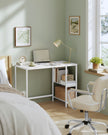Computer Desk – Steel and Wood – Maple White – 100 cm Wide with Adjustable Shelves