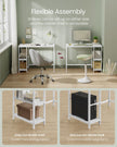 Computer Desk – Steel and Wood – Maple White – 100 cm Wide with Adjustable Shelves