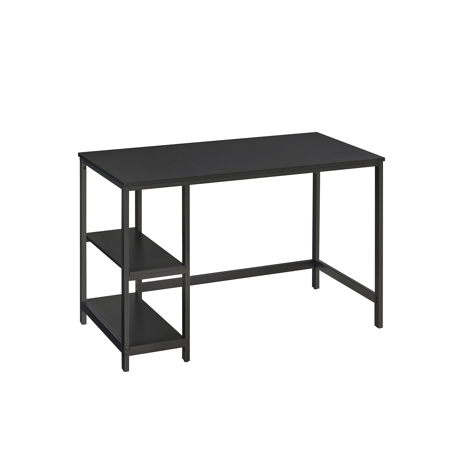 Writing Desk – Metal and Wood – Rustic Brown – Versatile Shelving Option