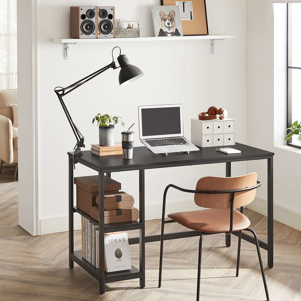 Writing Desk – Metal and Wood – Rustic Brown – Versatile Shelving Option
