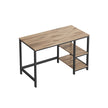 Writing Desk – Metal and Wood – Camel Brown and Ink Black – Adjustable Shelves
