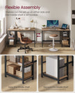 Writing Desk – Metal and Wood – Camel Brown and Ink Black – Adjustable Shelves
