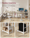 Writing Desk – Metal and Wood – Natural Beige and Pearl White – Adjustable Shelves