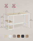 Writing Desk – Metal and Wood – Natural Beige and Pearl White – Adjustable Shelves