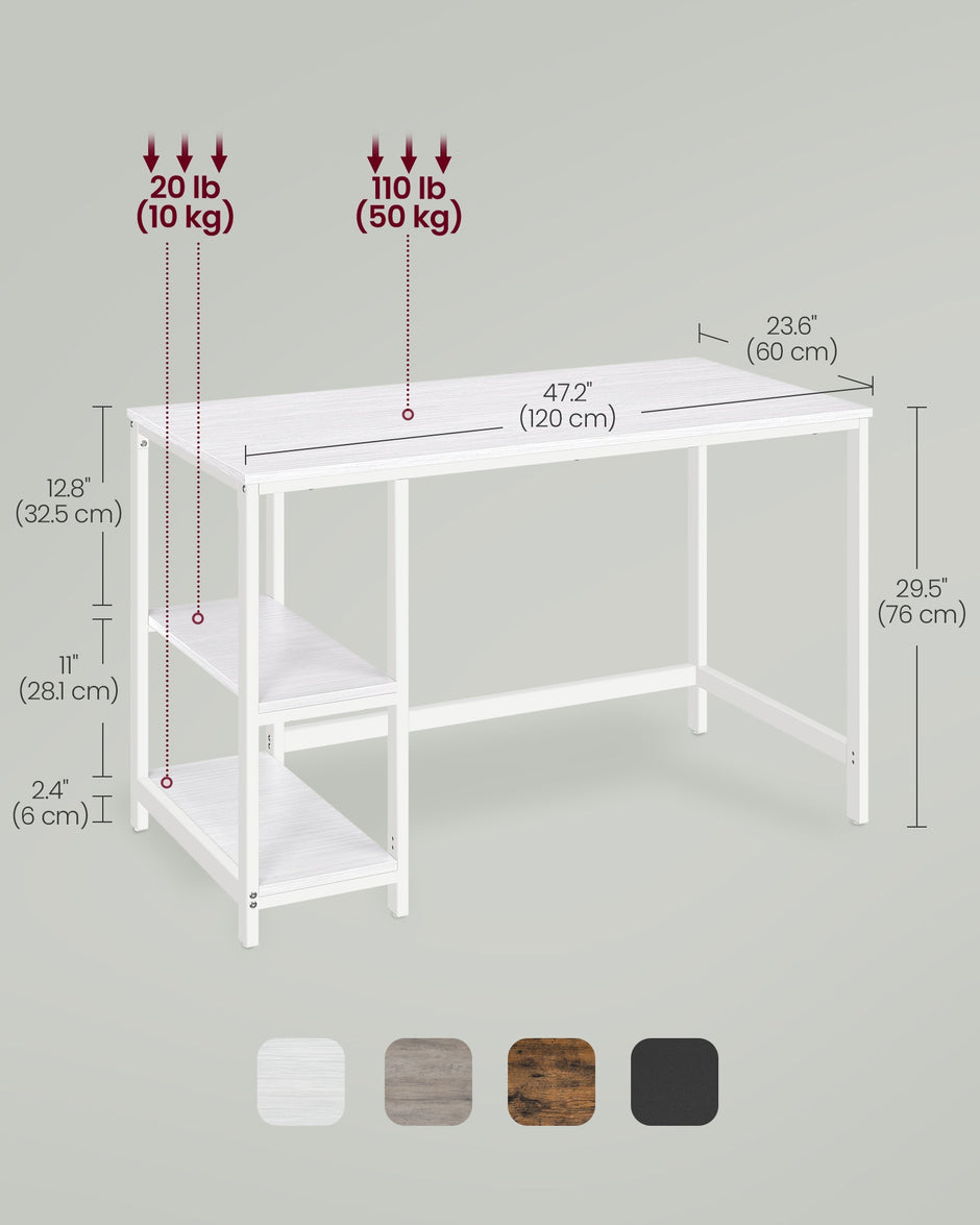 Writing Desk – Steel – Modern – Versatile Shelving Options