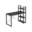 Writing Desk – Wood and Metal – Rustic Brown and Black – Adjustable Storage Shelves
