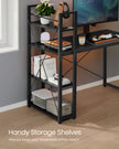Writing Desk – Wood and Metal – Rustic Brown and Black – Adjustable Storage Shelves