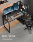 Writing Desk – Wood and Metal – Rustic Brown and Black – Adjustable Storage Shelves