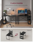 Writing Desk – Wood and Metal – Rustic Brown and Black – Adjustable Storage Shelves