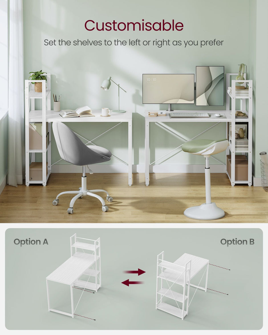 Computer Desk – Engineered Wood – Maple White – Versatile Storage Shelves