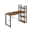 Computer Desk – Wood – Rustic Brown and Ink Black – Storage Shelves, Stable Design, Easy Assembly