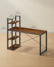 Computer Desk – Wood – Rustic Brown and Ink Black – Storage Shelves, Stable Design, Easy Assembly
