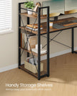 Computer Desk – Wood – Rustic Brown and Ink Black – Storage Shelves, Stable Design, Easy Assembly