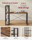 Computer Desk – Wood – Rustic Brown and Ink Black – Storage Shelves, Stable Design, Easy Assembly