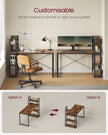 Computer Desk – Wood – Rustic Brown and Ink Black – Storage Shelves, Stable Design, Easy Assembly