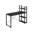 Computer Desk – Wood – Ebony Black – Stable Design with Storage Shelves