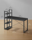 Computer Desk – Wood – Ebony Black – Stable Design with Storage Shelves