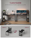Computer Desk – Wood – Ebony Black – Stable Design with Storage Shelves