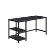 Computer Desk – Steel – Ebony Black – Modern Design with Dual Shelves