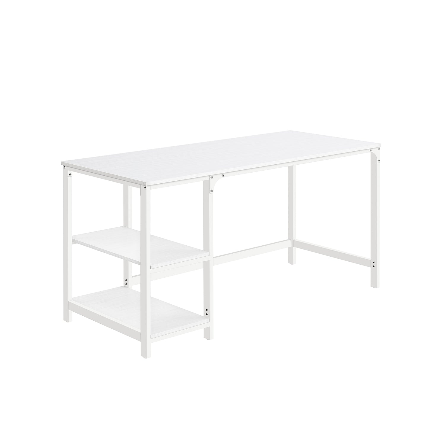 Computer Desk – Steel – Maple White – Modern Design with 2 Shelves