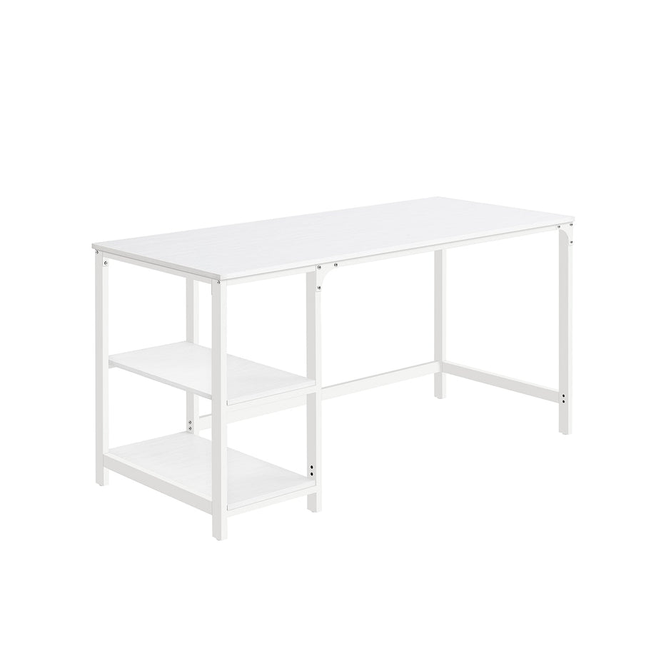 Computer Desk – Steel – Maple White – Modern Design with 2 Shelves