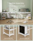 Computer Desk – Steel – Maple White – Modern Design with 2 Shelves