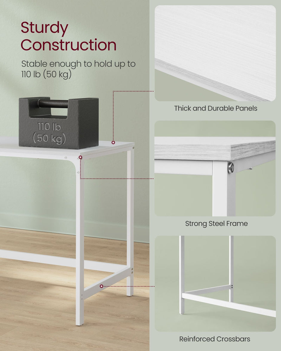 Computer Desk – Steel – Maple White – Modern Design with 2 Shelves