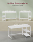 Computer Desk – Steel – Maple White – Modern Design with 2 Shelves
