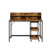 Writing Desk – Steel – Rustic Brown and Black – With Monitor Stand and Cable Management