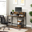 Writing Desk – Steel – Rustic Brown and Black – With Monitor Stand and Cable Management