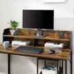 Writing Desk – Steel – Rustic Brown and Black – With Monitor Stand and Cable Management