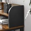 Writing Desk – Steel – Rustic Brown and Black – With Monitor Stand and Cable Management